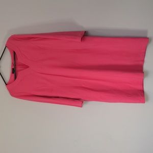 Talbots Womens Dress 12 Pink Sheath Scalloped Cut Out 3/4 Sleeve Knee Length